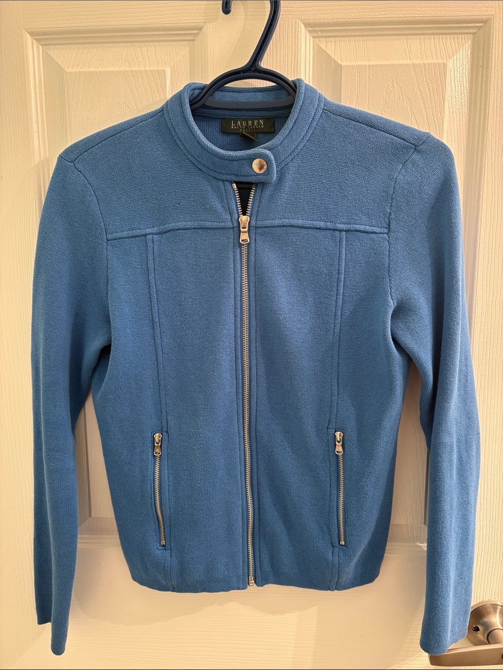Lauren Ralph Lauren Light Blue Zip-Front Bomber Jacket